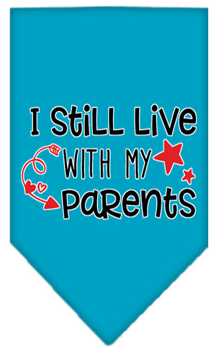 Still Live with my Parents Screen Print Pet Bandana Turquoise Small